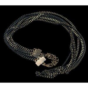 Dark Elegant Black And Gold Tone Multilayer Chain Necklace